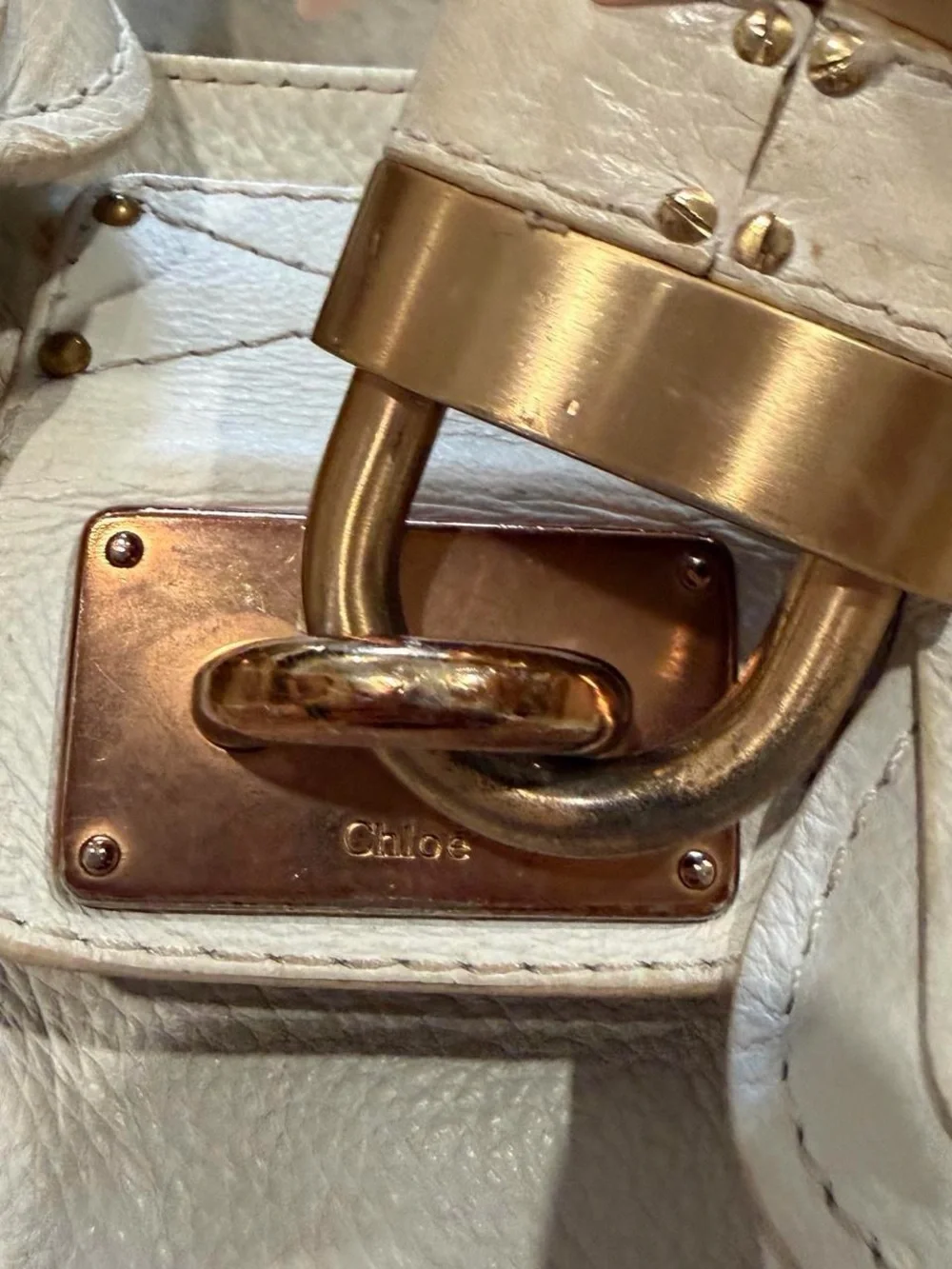 Authentic vintage white Chloé paddington bag